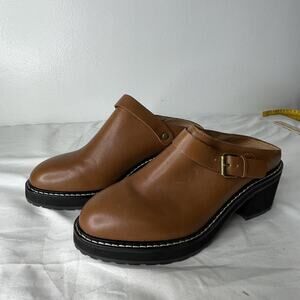 Madewell Shoes Womens Size 8.5 Leather Heeled Clogs Buckle Strap Comfort Mule